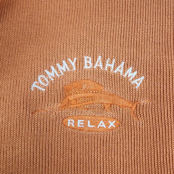 Tommy Bahama Pullover Sweater Mens Large Orange 1/4 Zip Relax Coastal Casual - Picture 12 of 16